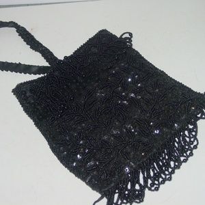 Vintage Black Beaded Evening Bag